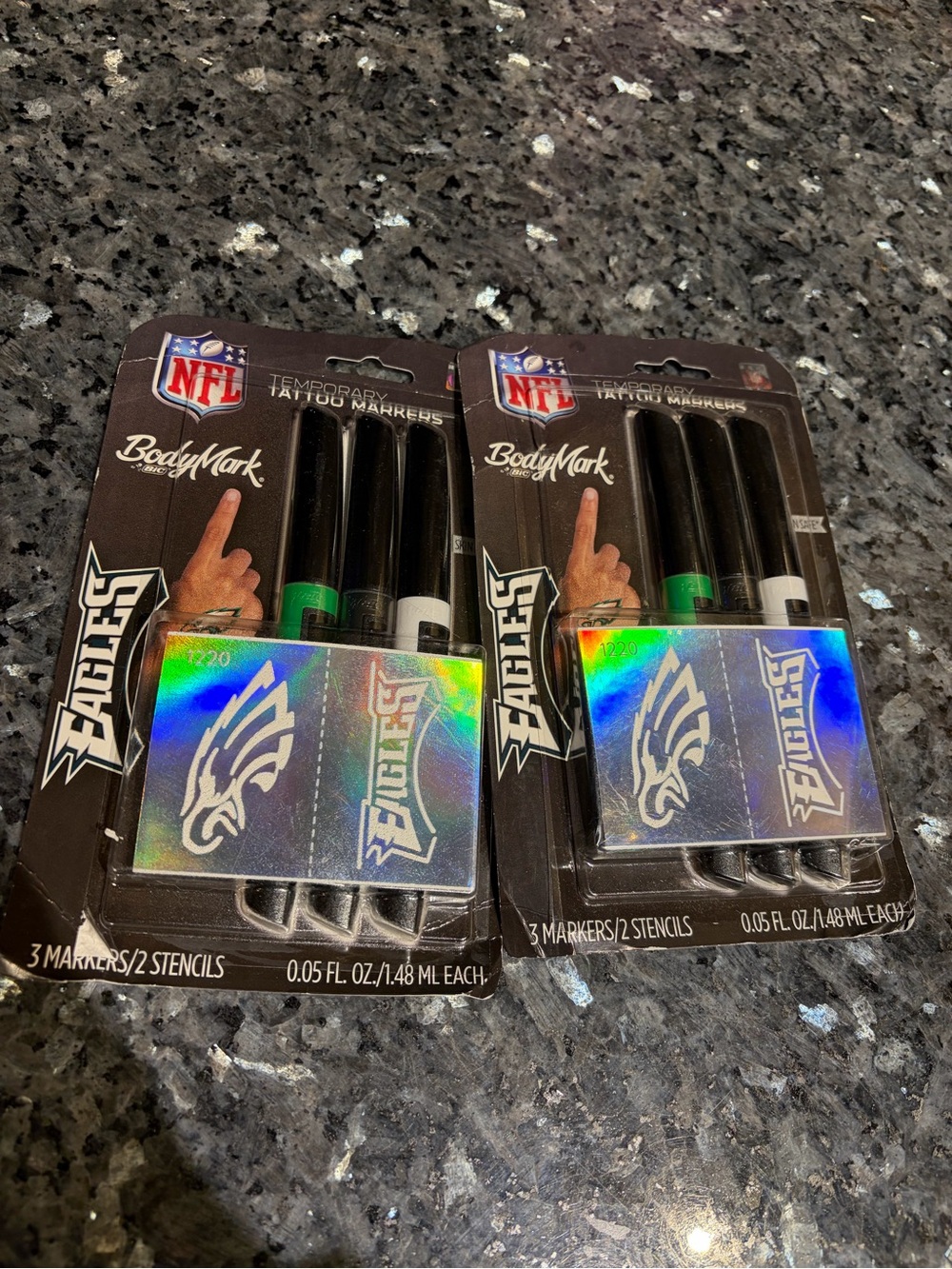 2 X BodyMark BIC Temporary Tattoo Marker Stencils NFL Series Eagles Skin Safe